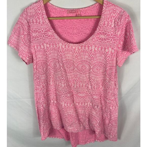 Fresh Produce Light Pink Ocean Beach Print Hi Lo Tshirt Size Medium - Picture 1 of 5